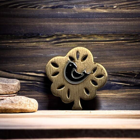 AVON Silver Bird in Gold Tree Pin, Removable Tree, 9" x 9", Good Condition - Picture 7 of 7